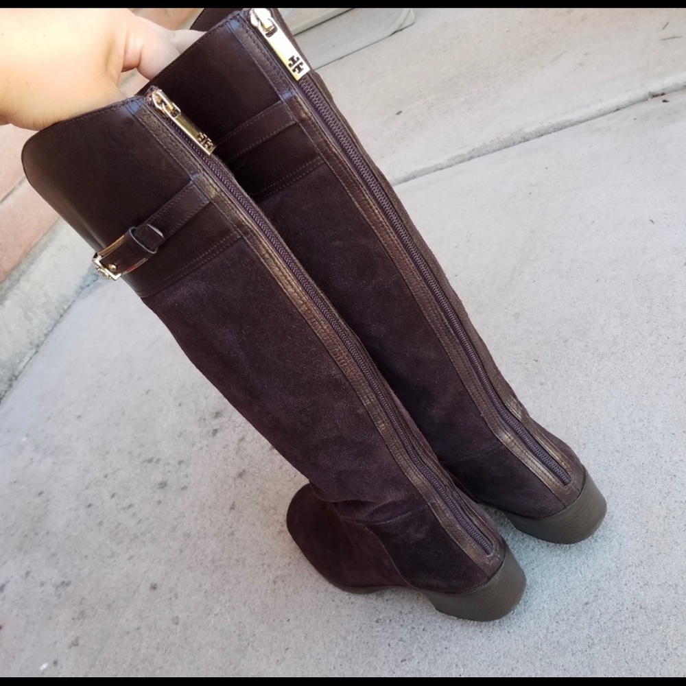 Tory Burch Jenna Brown Suade Leather Riding Boot